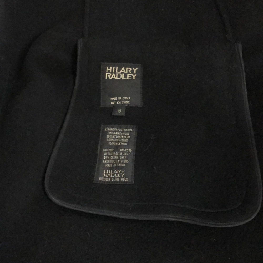 HILARY RADLEY WOOL BLACK COAT 10 - Picture 6 of 9